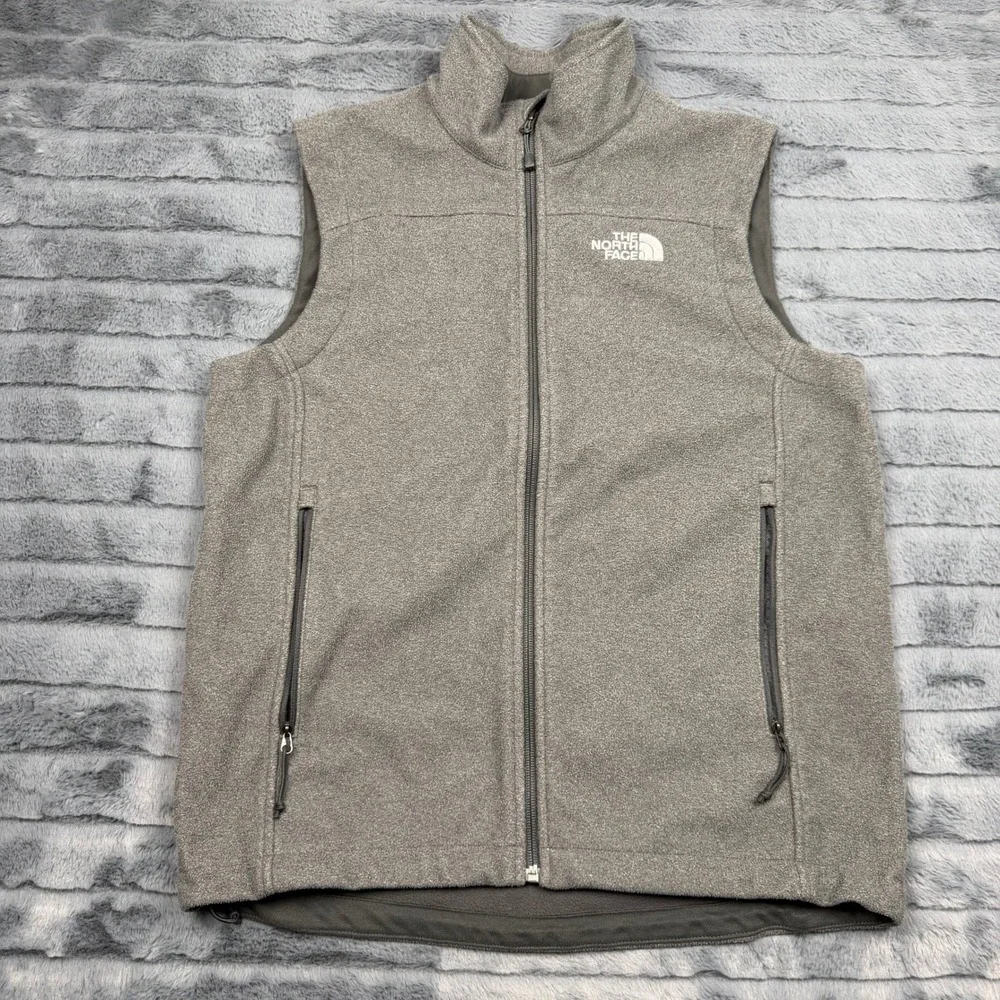 The North Face Mens Gray Fleece Full Zip Vest Small RN 61661 CA 30516
